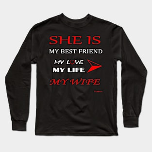 Men Valentine's T-Shirt "She is my Wife" - Aurora's Long Sleeve T-Shirt